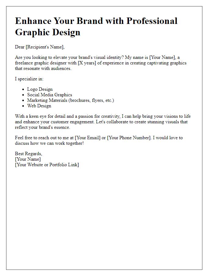 Letter template of freelance graphic design service promotion