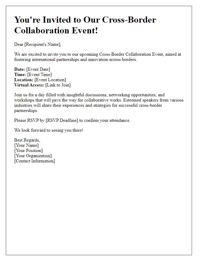 Letter template of cross-border collaboration event invite