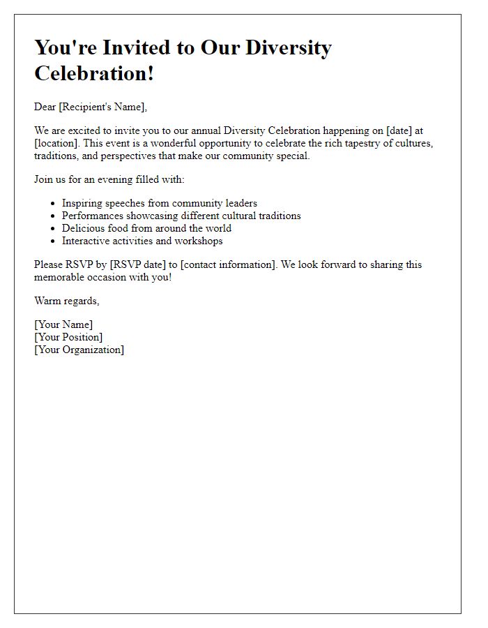 Letter template of diversity celebration invitation