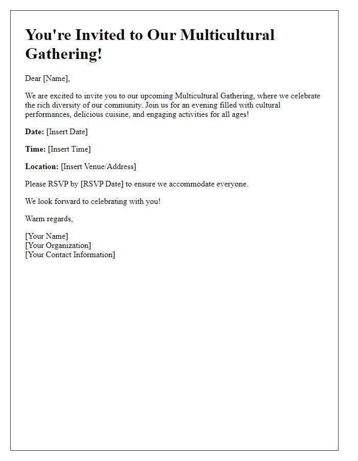 Letter template of multicultural gathering invite