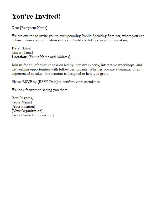 Letter template of invitation for public speaking seminar