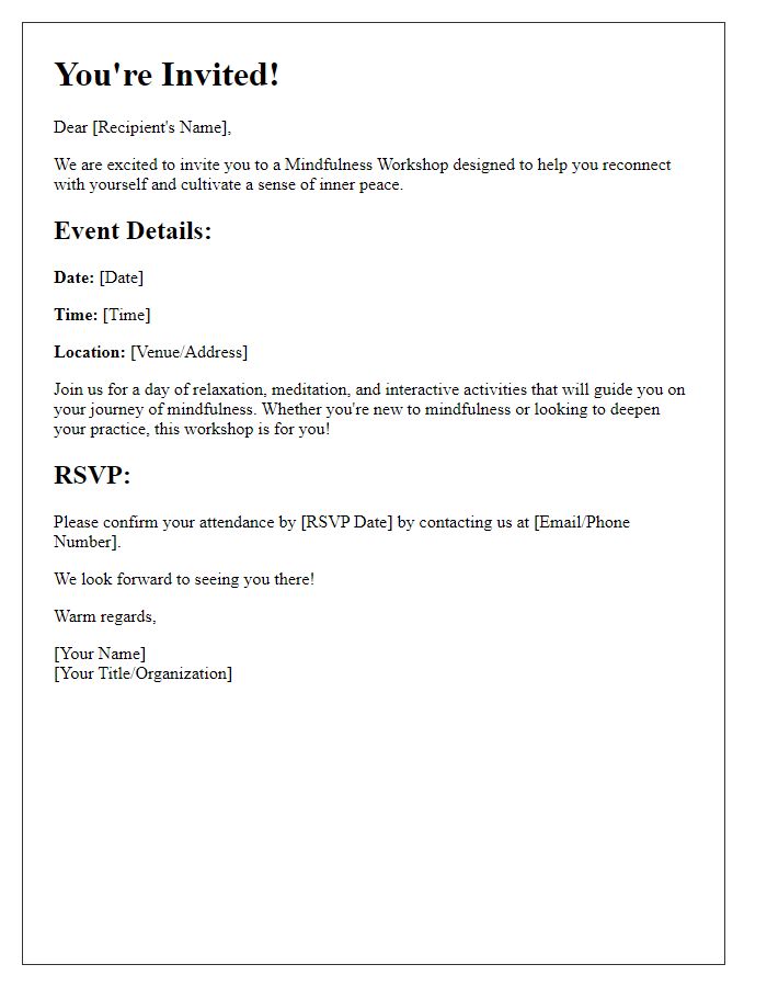 Letter template of invitation to mindfulness workshop