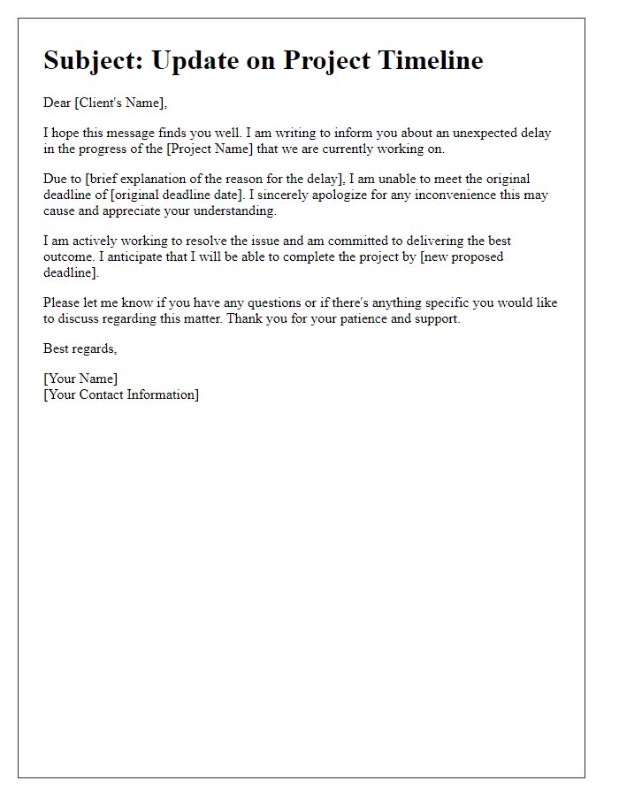 Letter template of Freelance Project Delay Communication