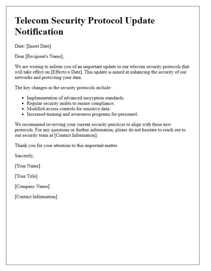 Letter template of telecom security protocol update