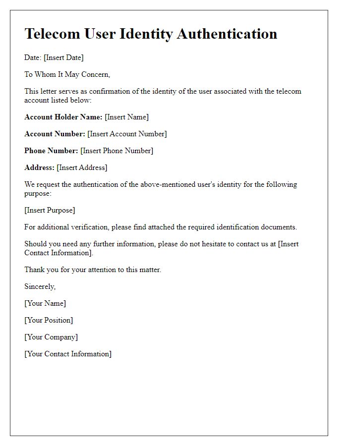 Letter template of telecom user identity authentication