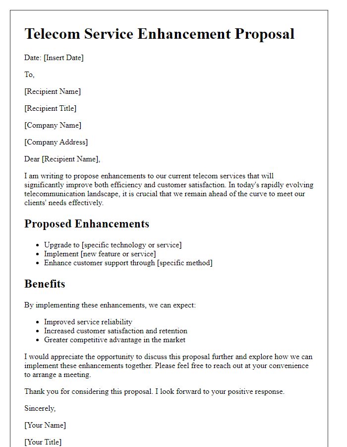 Letter template of telecom service enhancement proposal