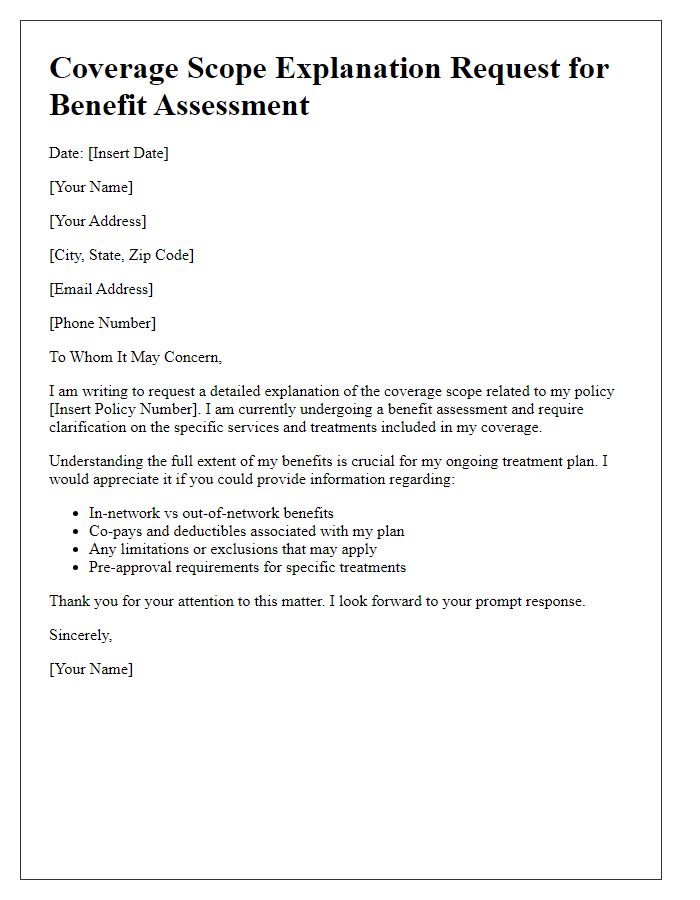 Letter template of coverage scope explanation request for benefit assessment