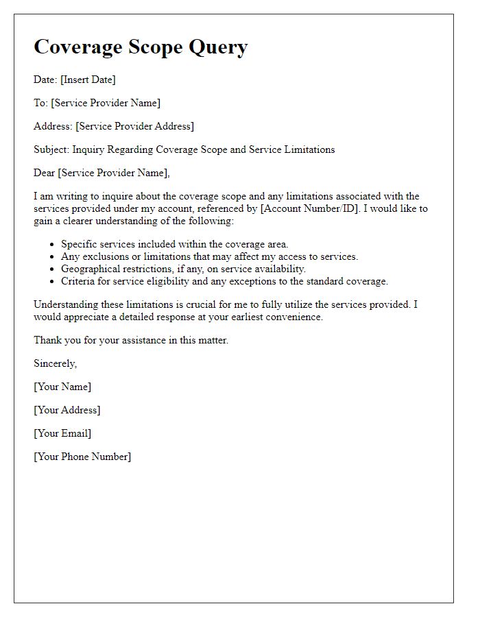 Letter template of coverage scope query for service limitations