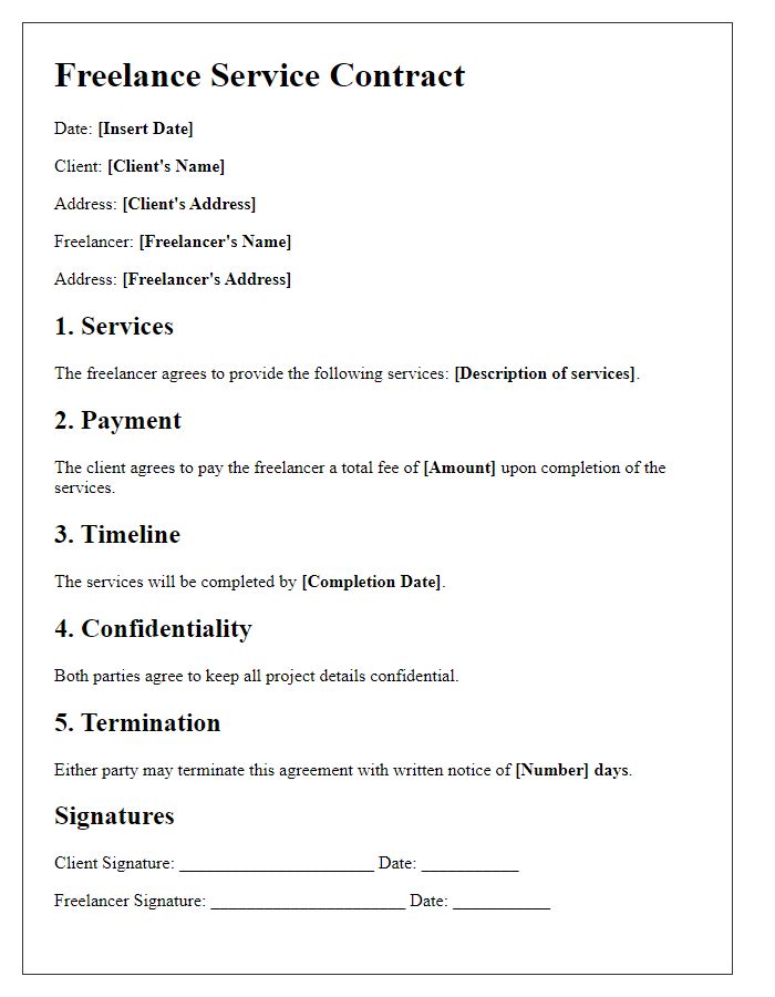 Letter template of freelance service contract