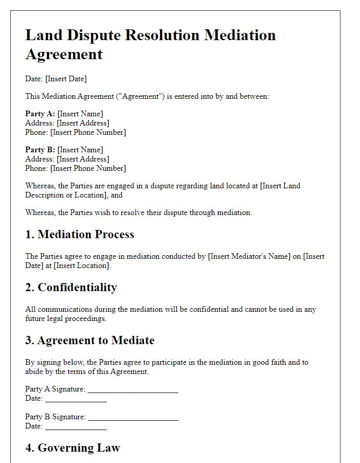 Letter template of land dispute resolution mediation agreement