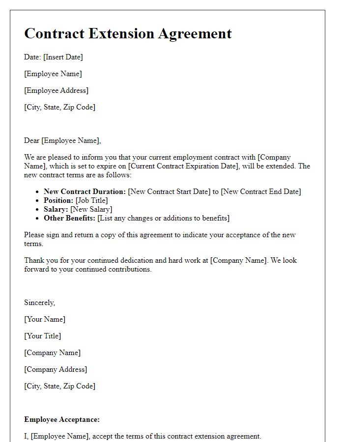 Letter template of contract extension agreement for staff