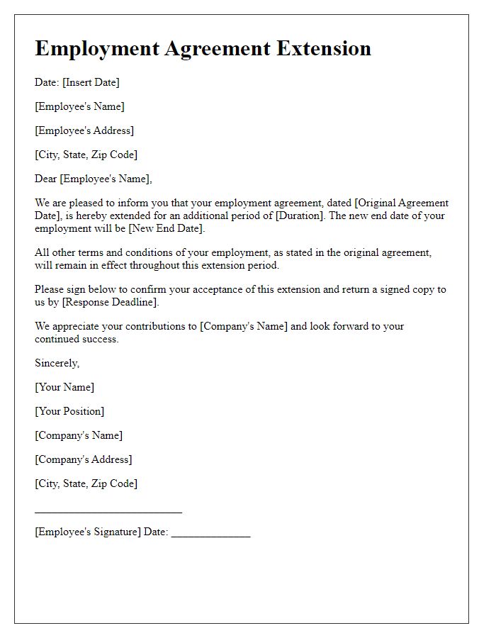 Letter template of employment agreement extension