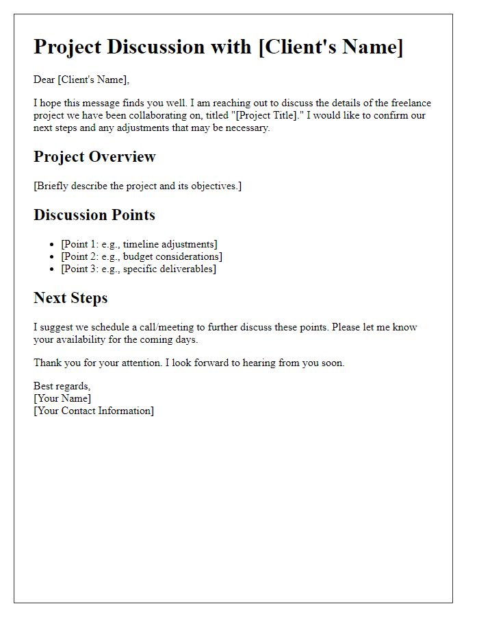 Letter template of freelance project discussion