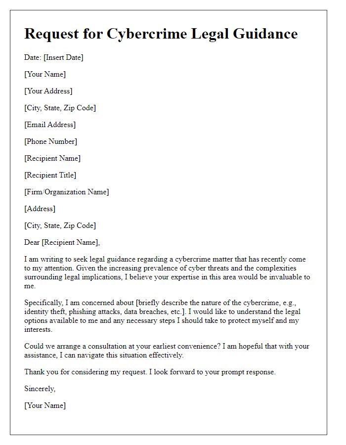 Letter template of need for cybercrime legal guidance