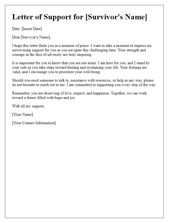 Letter template of support for survivor of domestic violence