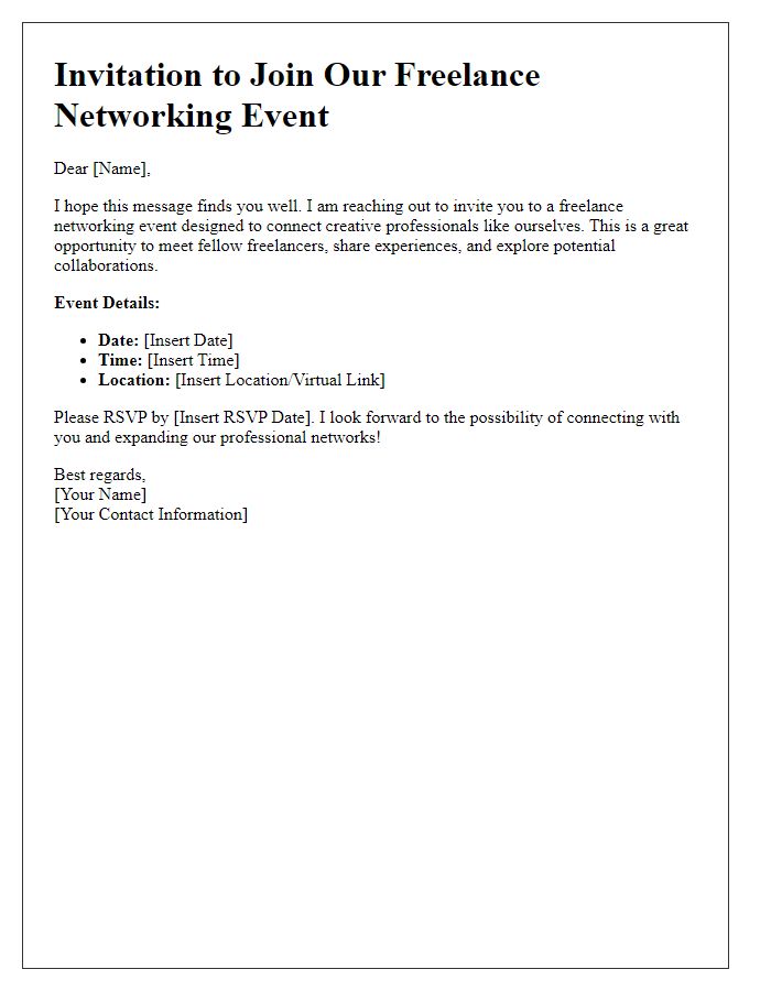 Letter template of freelance networking invitation