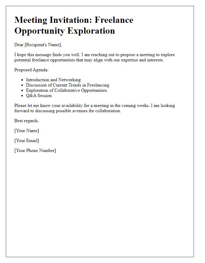 Letter template of freelance opportunity exploration meeting