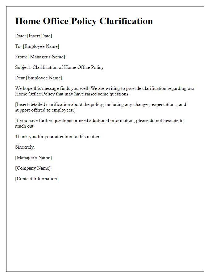 Letter template of Home Office Policy Clarification