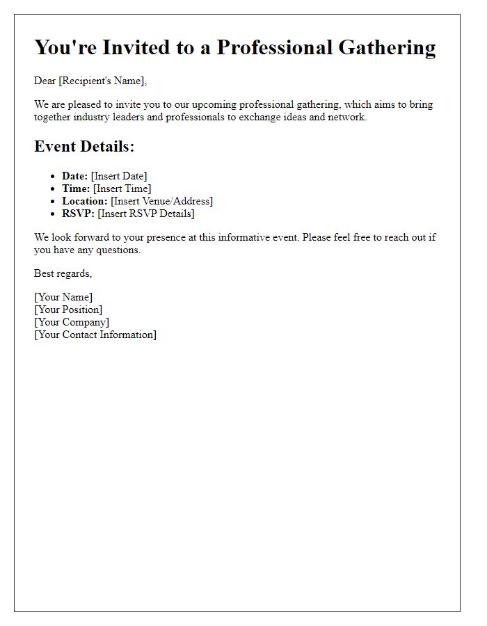 Letter template of professional gathering invitation