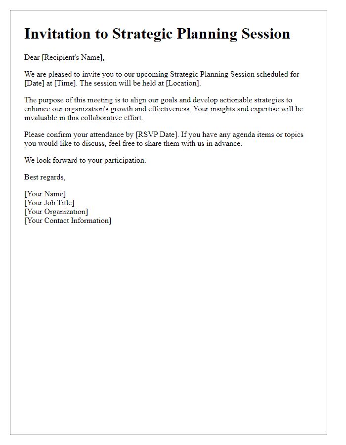 Letter template of strategic planning session invitation