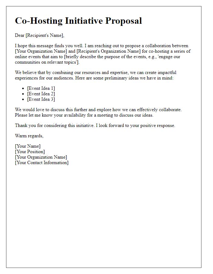 Letter template of co-hosting initiative for online events