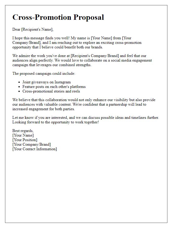 Letter template of cross-promotion offer for social media engagement