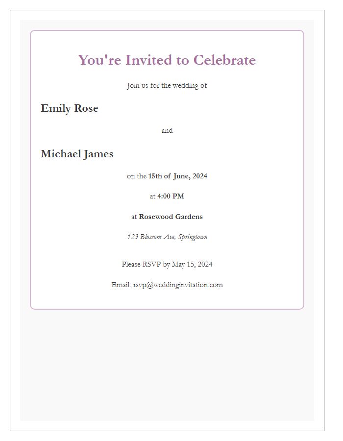 Letter template of elegant wedding invitation design