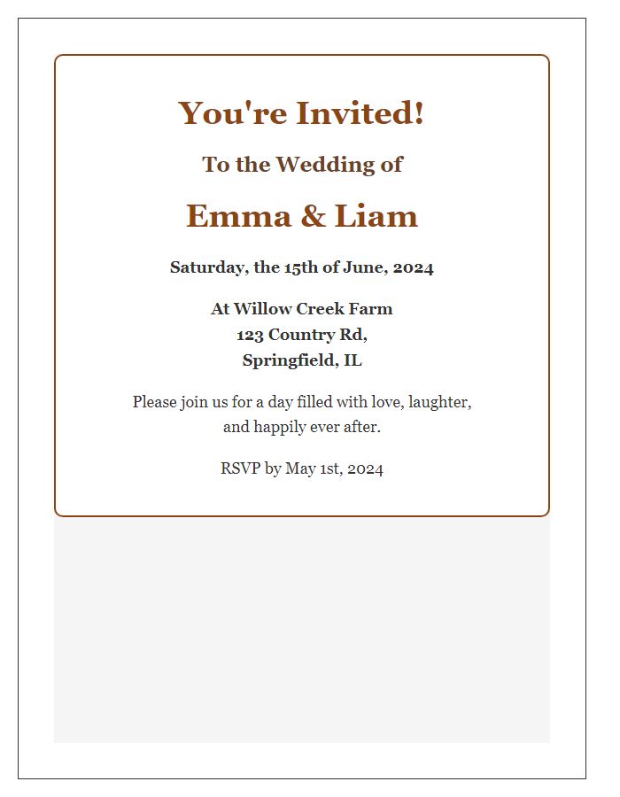 Letter template of rustic wedding invitation design