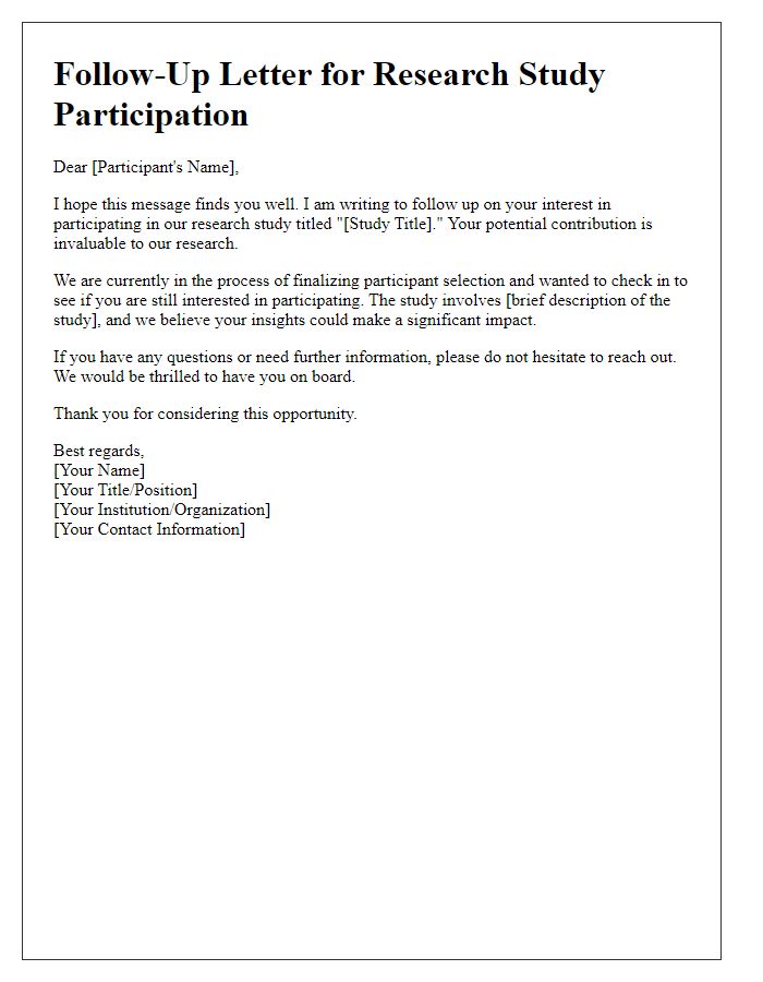 Letter template of follow-up for research study participation.