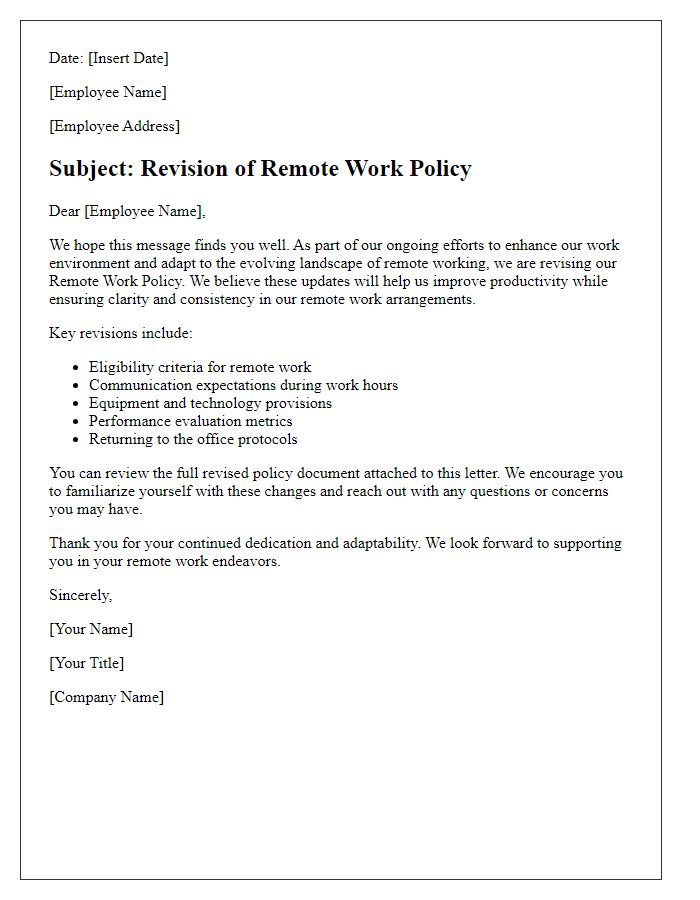 Letter template of remote work policy revision