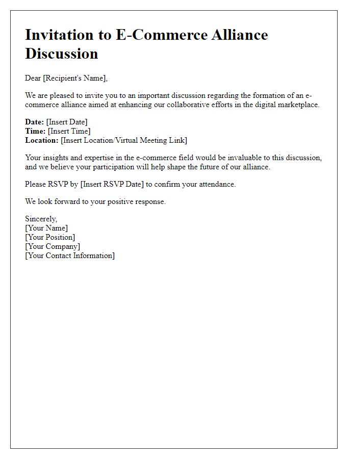 Letter template of invitation for e-commerce alliance discussion