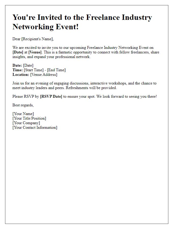 Letter template of freelance industry event invitation