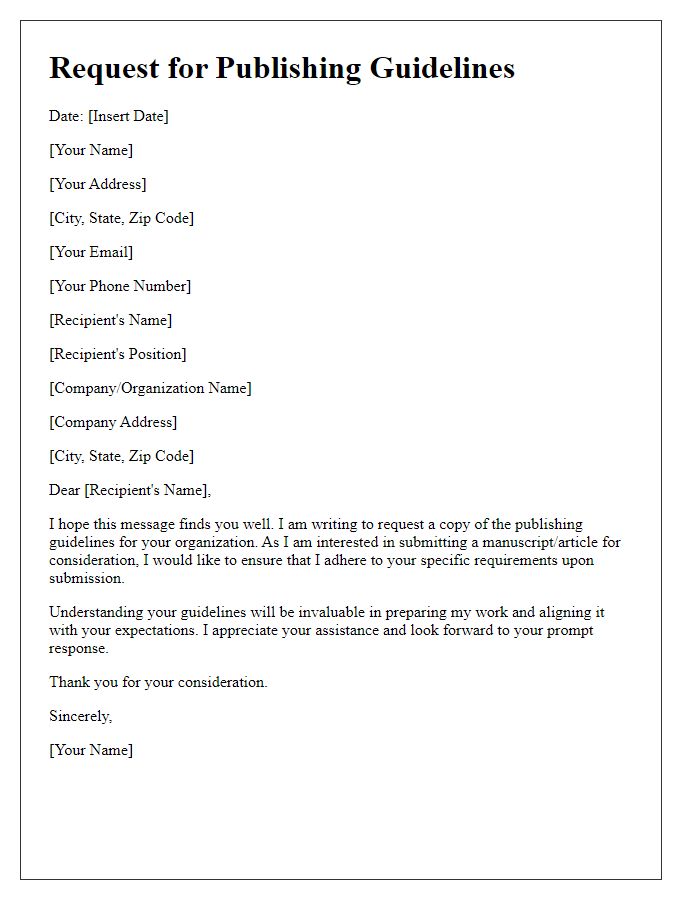 Letter template of request for publishing guidelines