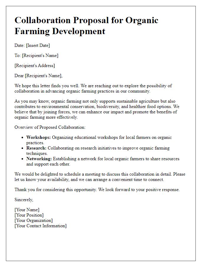 Letter template of collaboration for organic farming development