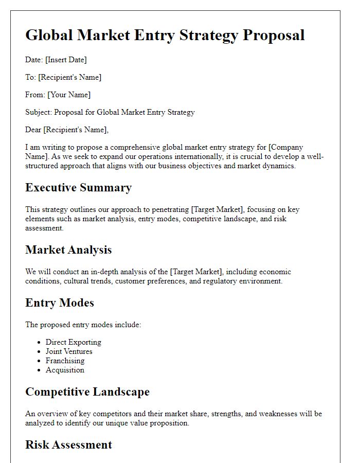 Letter template of global market entry strategy