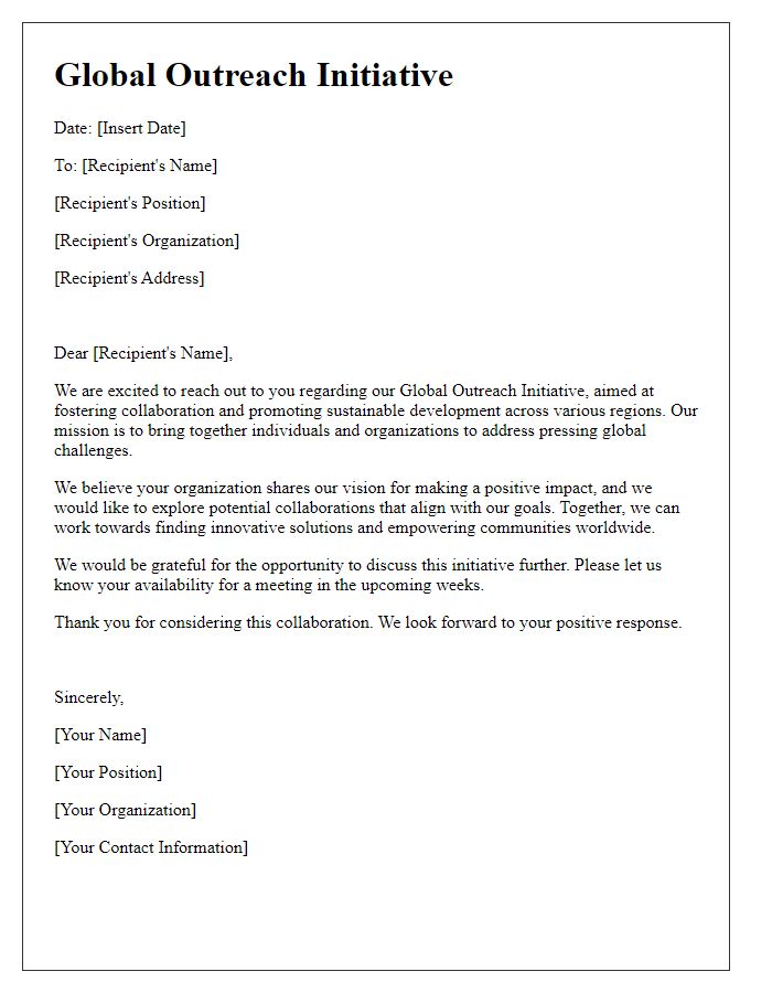 Letter template of global outreach initiative