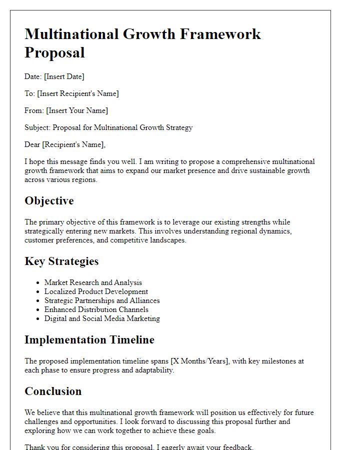 Letter template of multinational growth framework