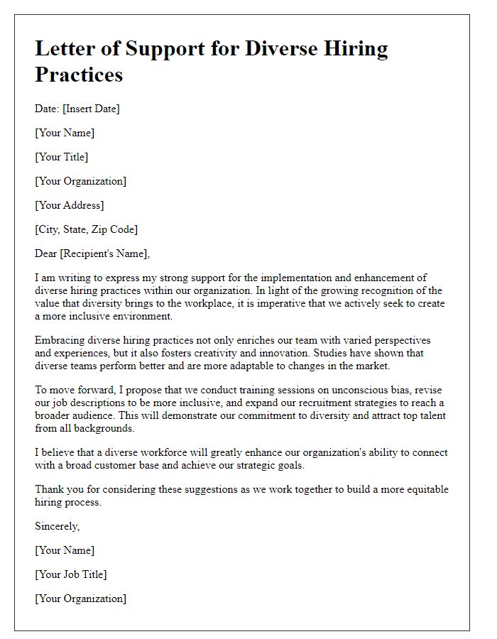 Letter template of support for diverse hiring practices