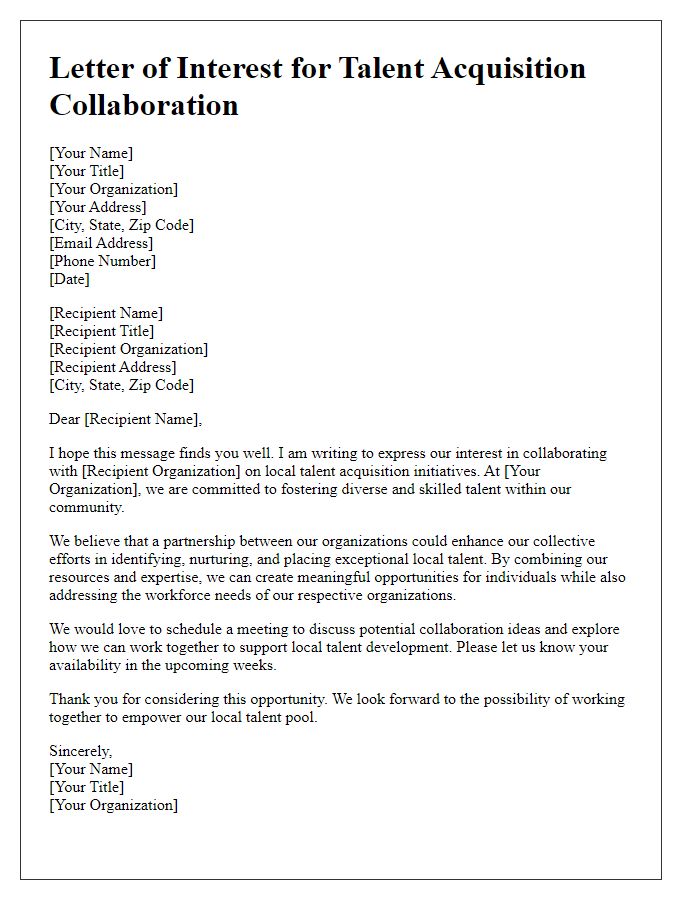 Letter template of interest for local talent acquisition collaboration