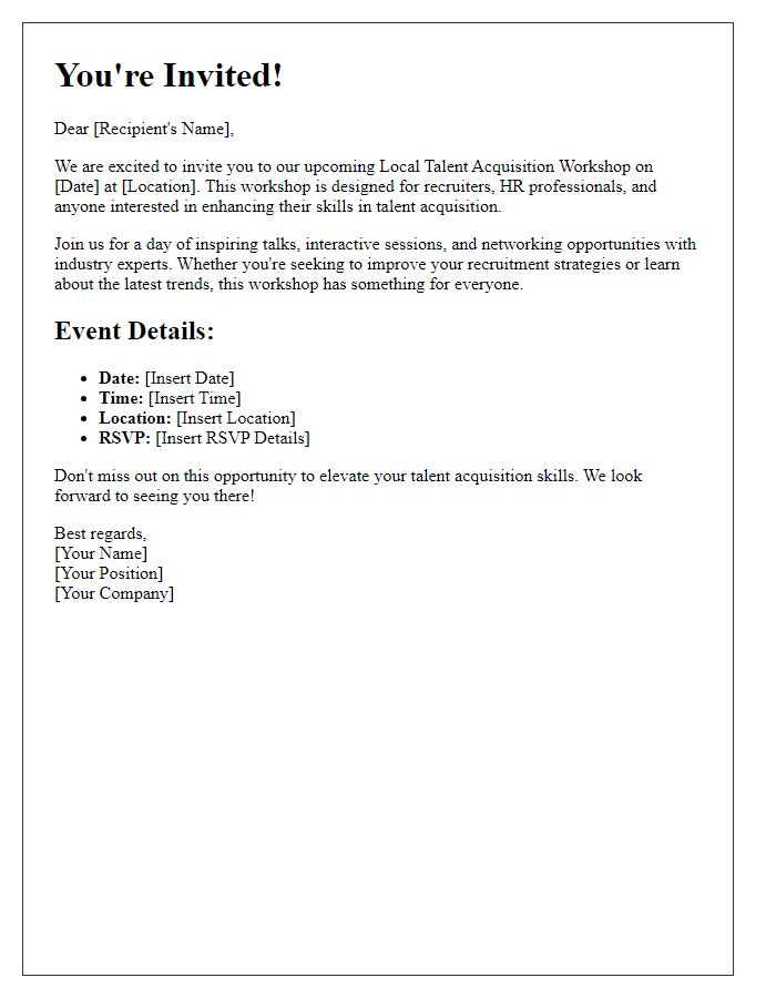 Letter template of invitation for local talent acquisition workshops