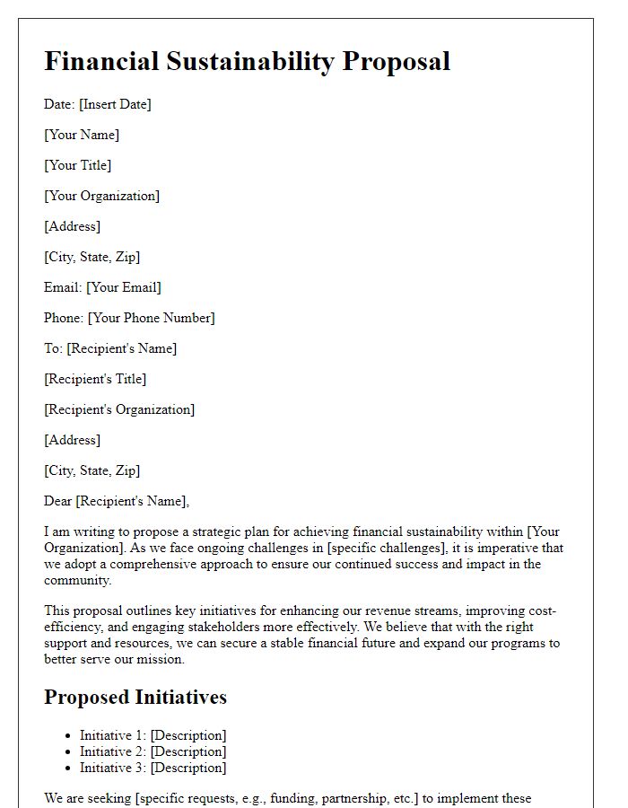 Letter template of financial sustainability proposal.