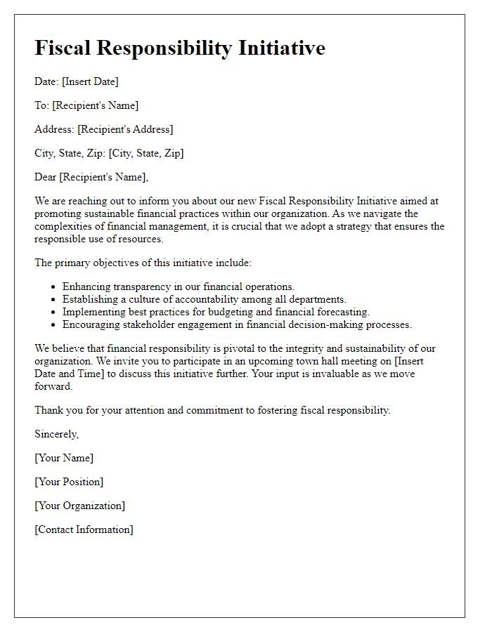 Letter template of fiscal responsibility initiative.