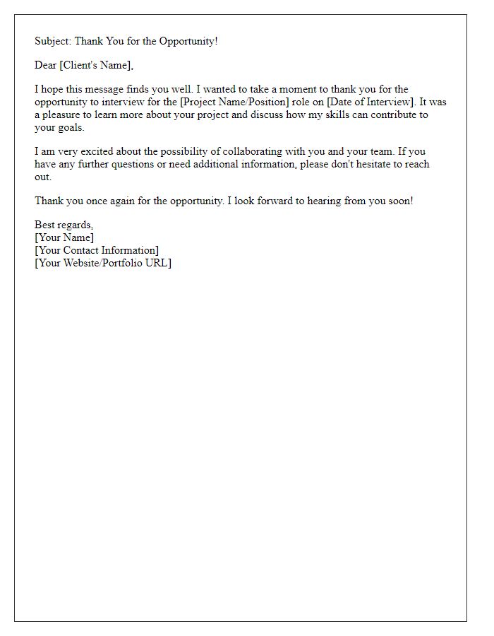 Letter template of freelance client interview follow-up.