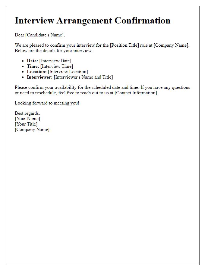 Letter template of arranging interview logistics