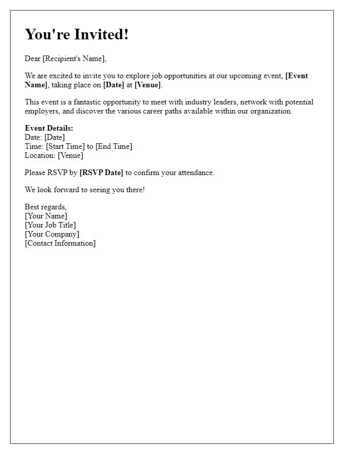 Letter template of Invitation to Explore Job Opportunities at Our Event