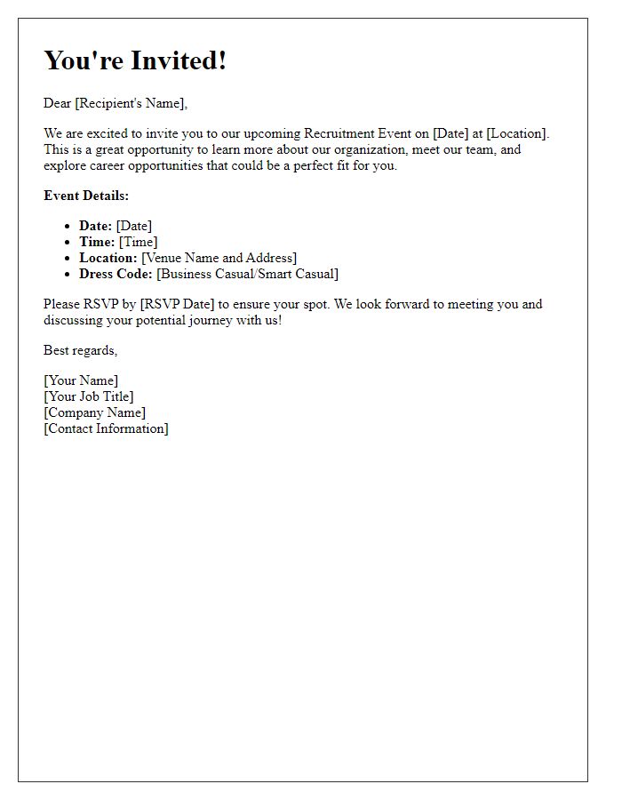 Letter template of Invitation to Join Our Recruitment Event