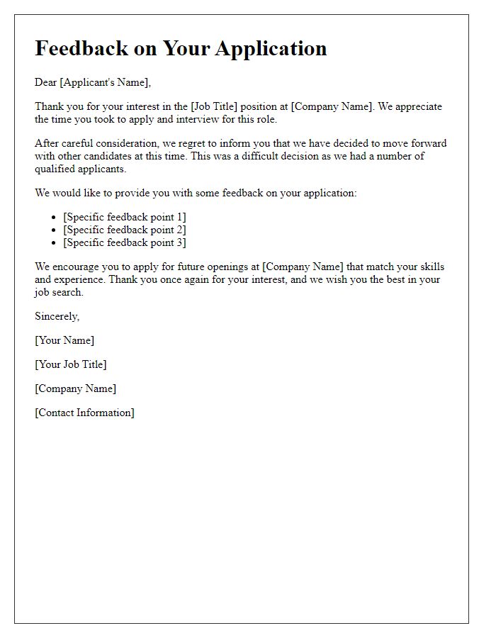 Letter template of feedback after unsuccessful screening process