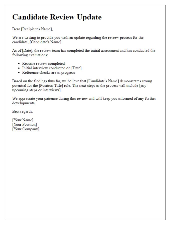 Letter template of candidate review update