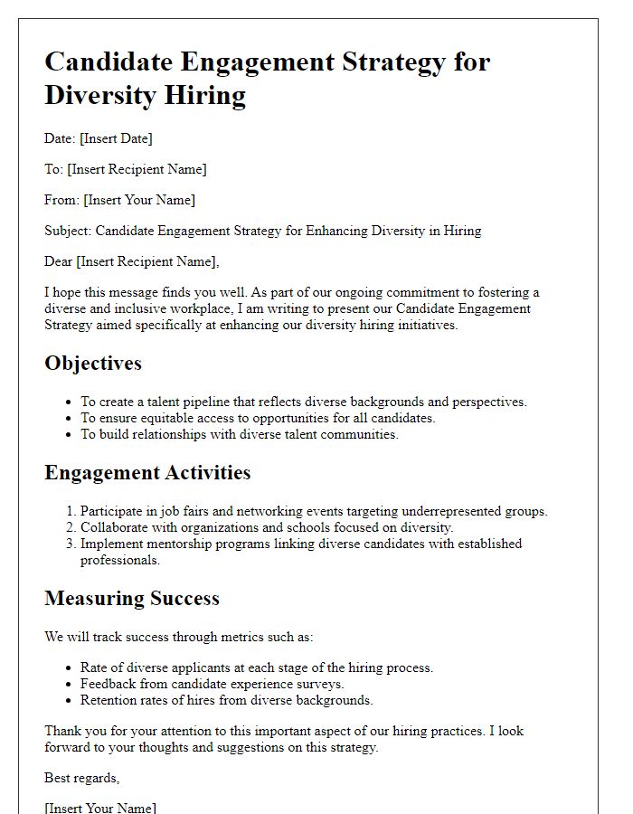 Letter template of Candidate Engagement Strategy for Diversity Hiring