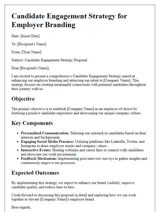 Letter template of Candidate Engagement Strategy for Employer Branding